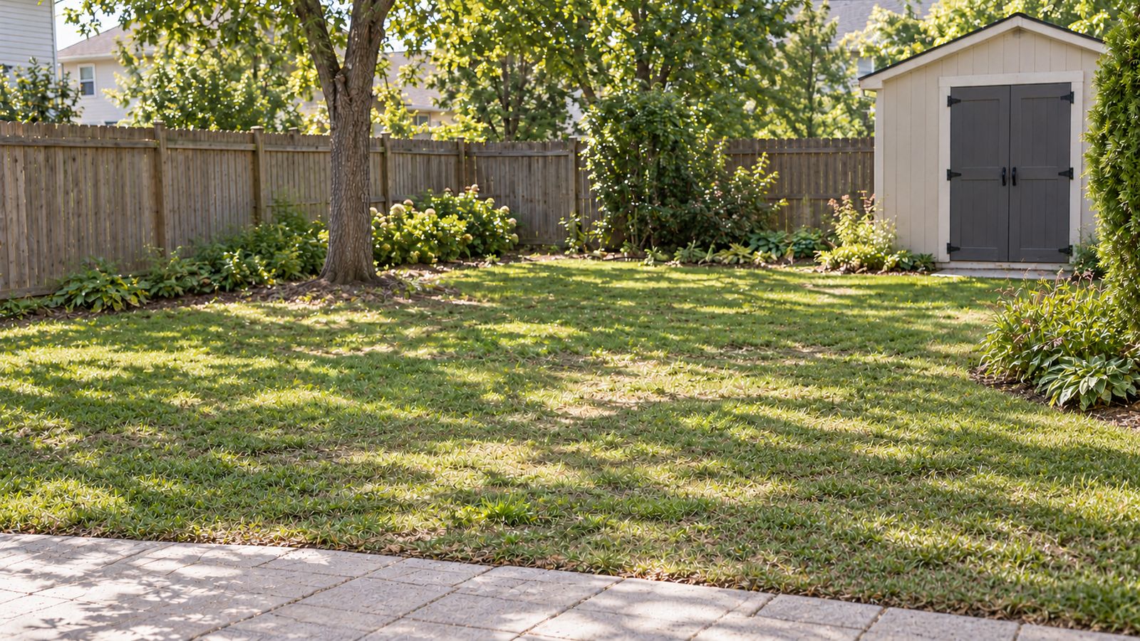 Illustration: yard cleanout, cleared space after a pickup